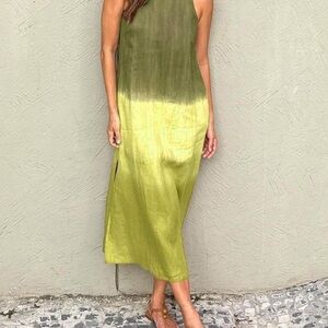 Chic Olive Green Ombre Mini Dress